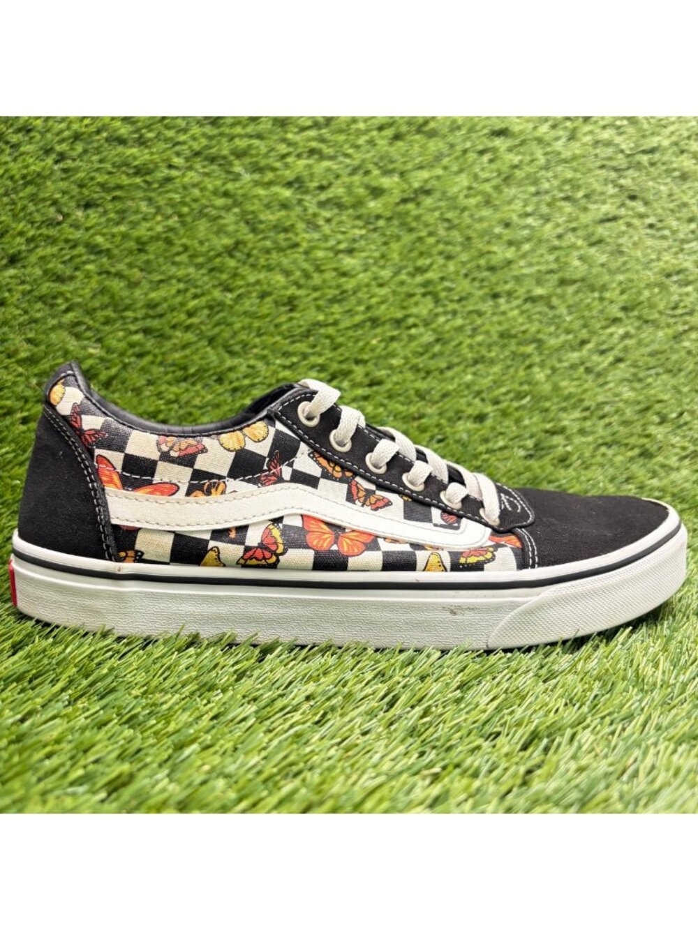 Vans Ward Butterfly Checker Womens Size 10 Black White Athletic Shoes Sneakers